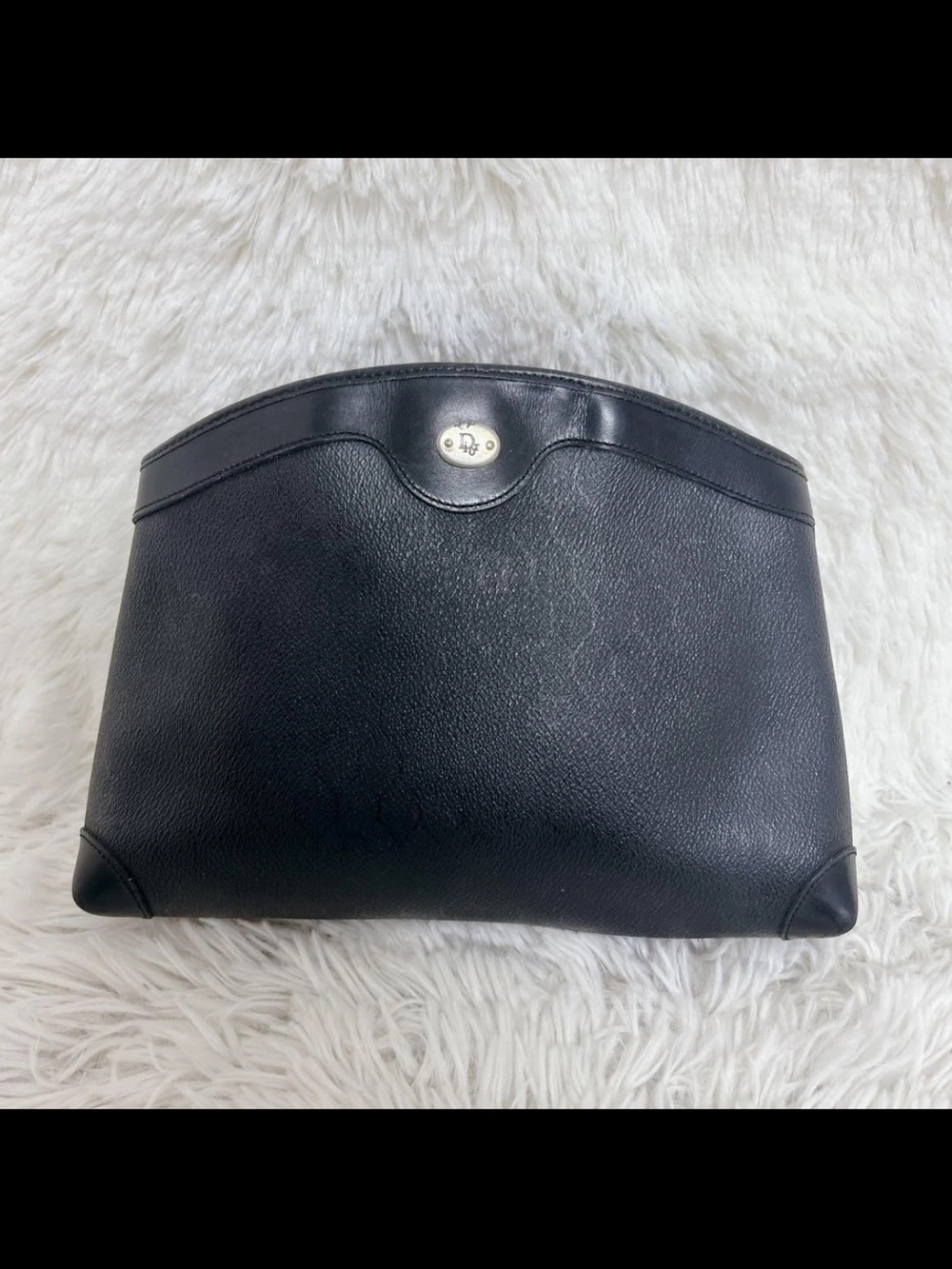 Dior Black Leather Clutch with Silver-Tone Closure
